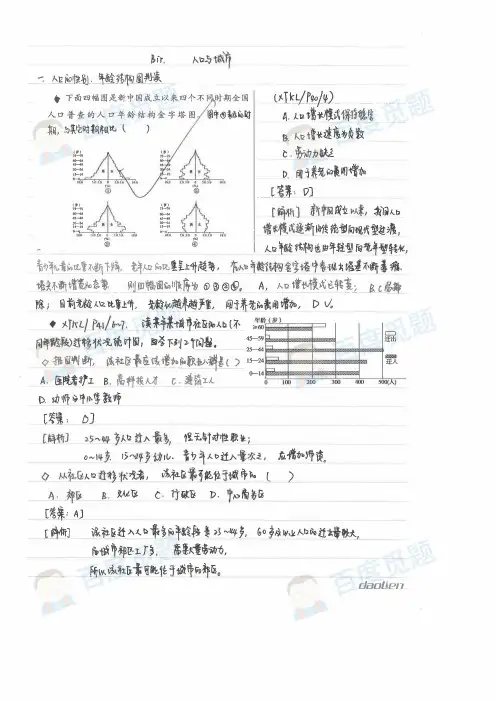 北师大二附文科学霸高中地理笔记_人口与城市_2015高考状元笔记