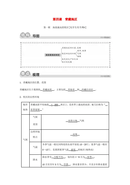 2020春七年级历史与社会下册第六单元一方水土养一方人第四课青藏地区第一框海拔最高的牧区同步测试含解析新