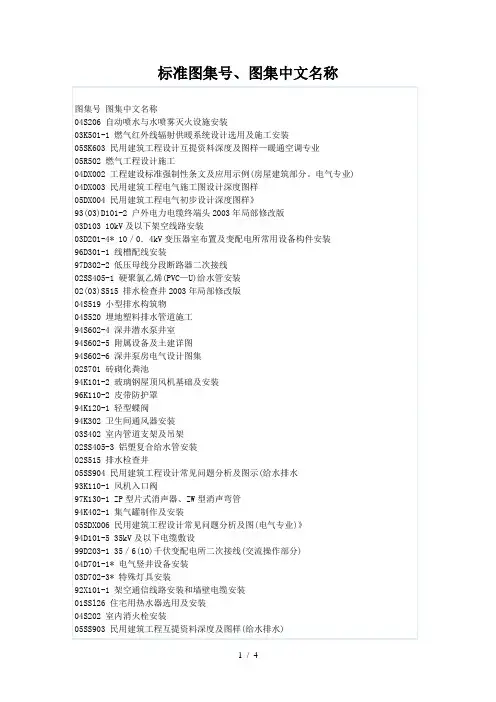 标准图集号图集中文名称