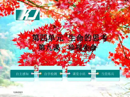 七年级道德与法治 第四单元 生命的思考 第九课 珍视生命 第1框 守护生命 初中七年级政治