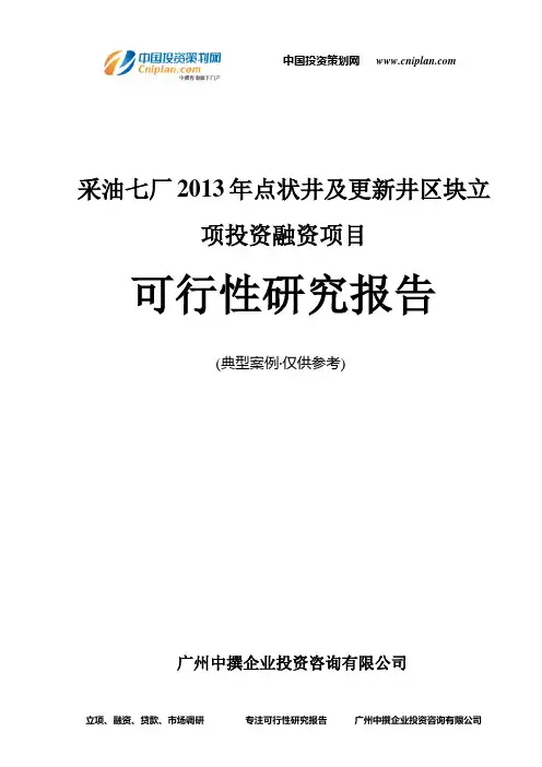 采油七厂2013年点状井及更新井区块融资投资立项项目可行性研究报告(中撰咨询)