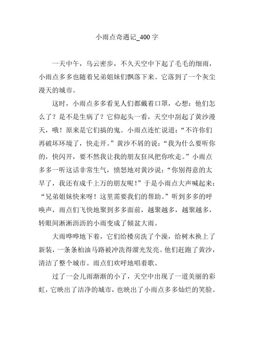 小雨点奇遇记_400字作文