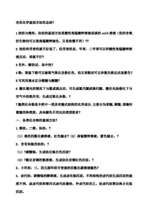 有机化学鉴别方法的总结