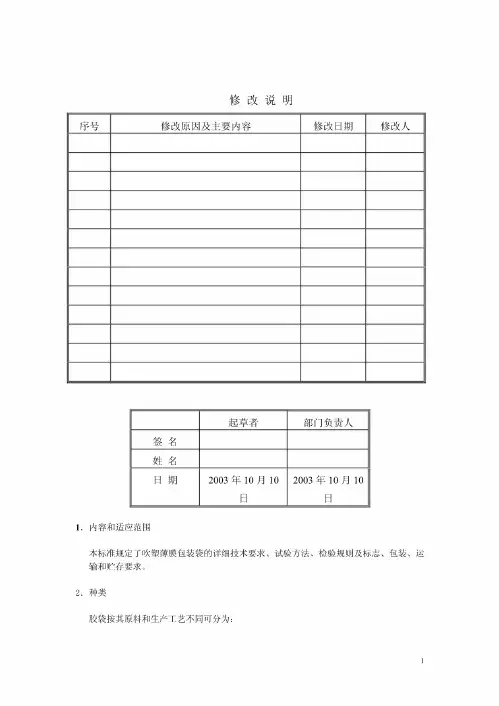 胶袋质量检验标准