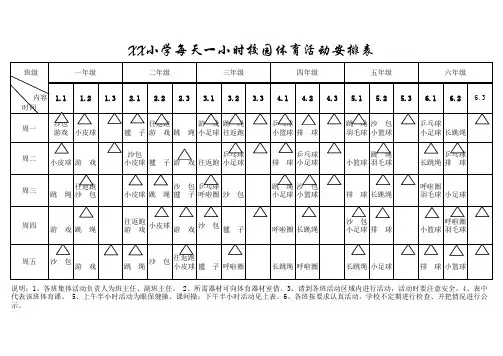 阳光体育一小时体育活动安排表