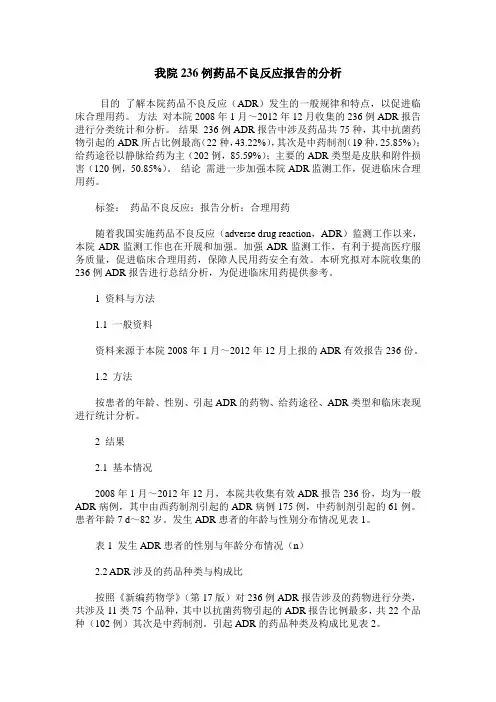 我院236例药品不良反应报告的分析