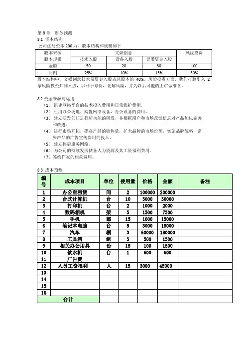 第8章  财务预测