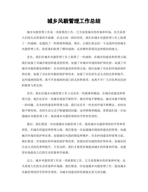 城乡风貌管理工作总结