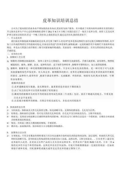 皮革知识培训总结