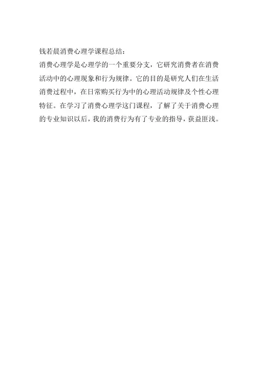 钱若晨-消费心理学课程总结