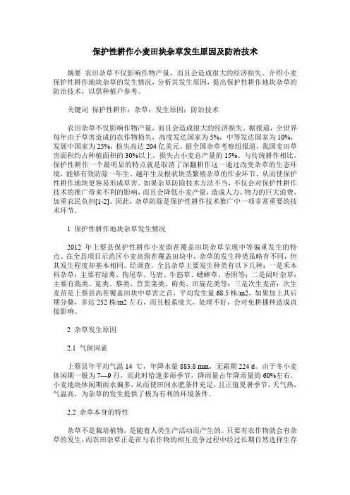 保护性耕作小麦田块杂草发生原因及防治技术
