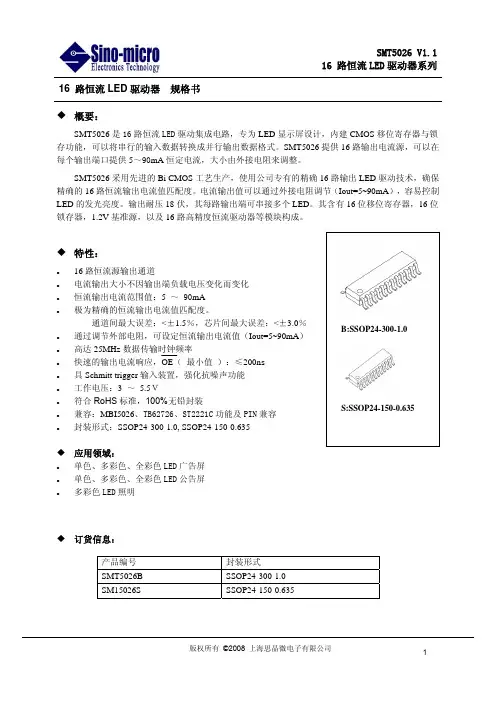 SMT5026 V11 16 路恒流LED驱动器系列