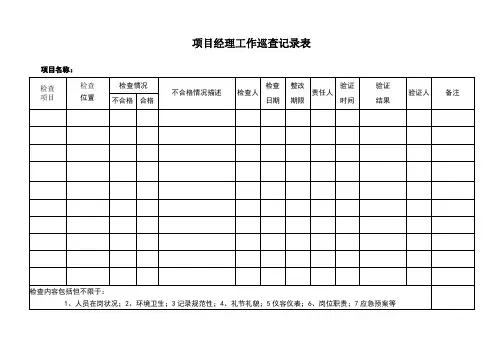 项目经理巡查工作记录表