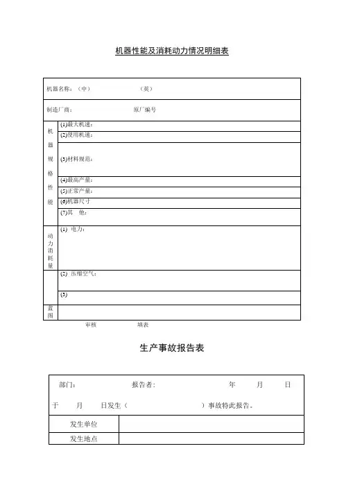 机电设备各种很好的表格表
