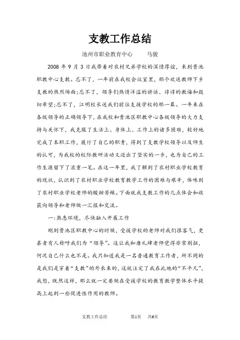 下乡支教工作总结