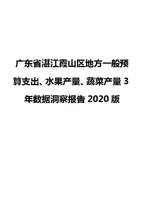广东省湛江霞山区地方一般预算支出、水果产量、蔬菜产量3年数据洞察报告2020版