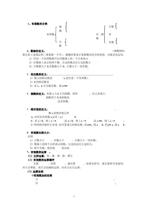 第1章有理数知识点整理