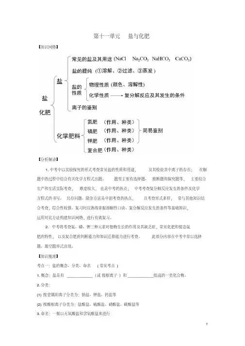 中考化学总复习第十一单元盐与化肥试题新版新人教版03283110