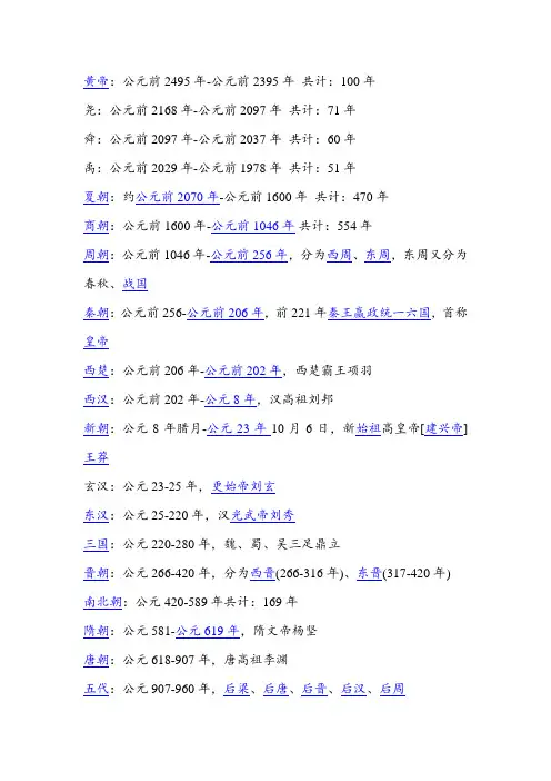 中国历史大事日期