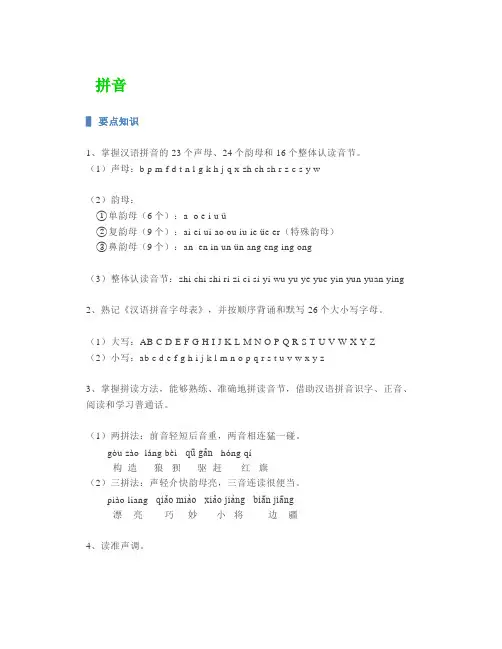 小学语文知识点(一)拼音和汉字