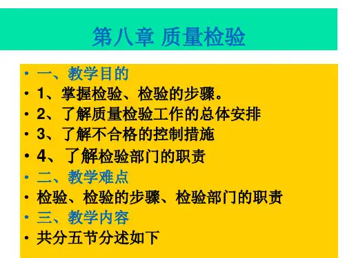 质量管理学第八章—质量检验培训资料
