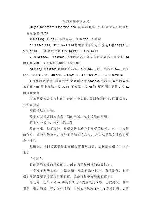 钢筋平法标注在图纸中的含义