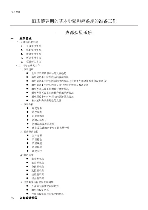酒店筹建与筹备