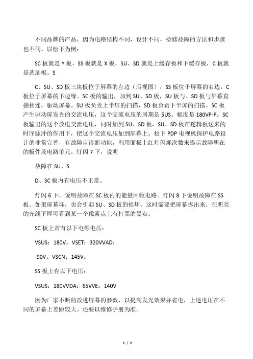 等离子电视Y板和X板故障的判断方法
