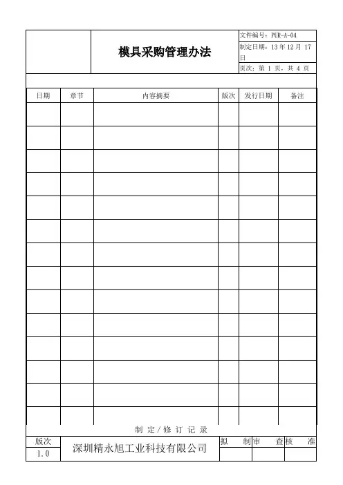 模具采购管理办法