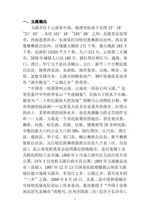 玉溪市场调查概况