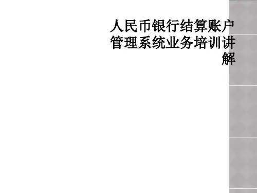 人民币银行结算账户管理系统业务培训讲解