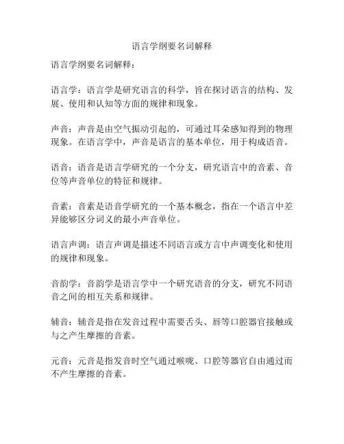 语言学纲要名词解释