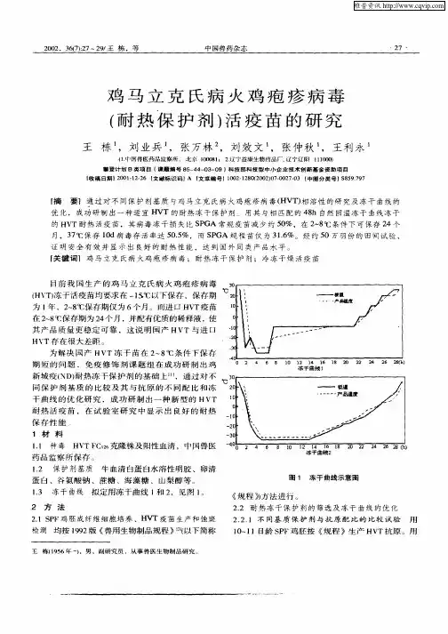 鸡马立克氏病火鸡疱疹病毒(耐热保护剂)活疫苗的研究