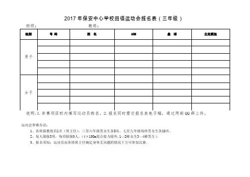 运动会报名表