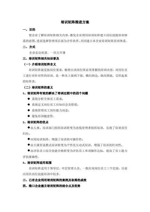培训矩阵推进方案