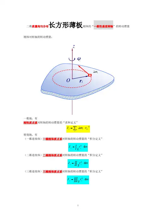 第03章 刚体力学基础问题2b：二维质量均匀分布长方形薄板刚体的“一般性垂直转轴”的转动惯量