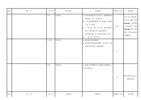 影视分镜头脚本模板