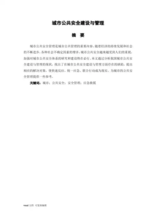 城市公共安全建设与管理  毕业论文