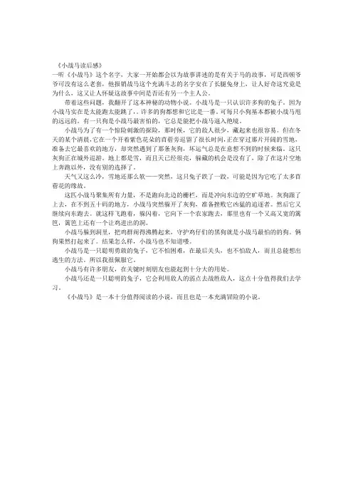 《小战马读后感》