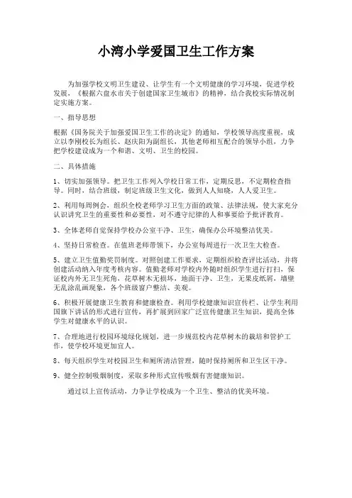 爱国卫生工作方案