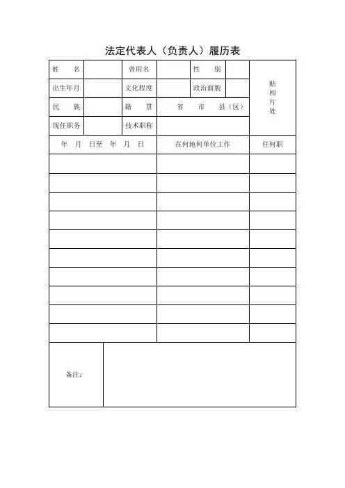 法定代表人(负责人)履历表