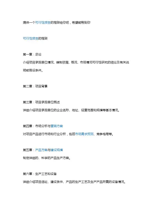 可行性报告的框架