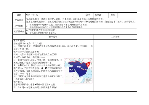 七年级地理下册教案-8.1中东18-人教版