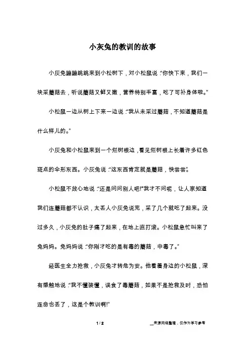 小灰兔的教训的故事