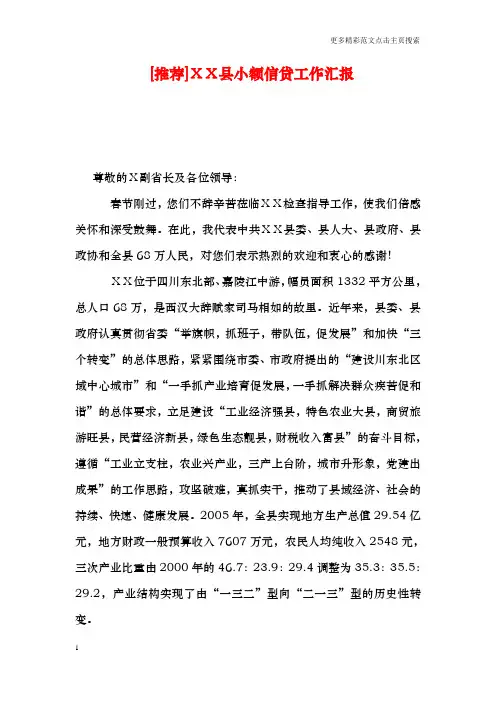 [推荐]XX县小额信贷工作汇报