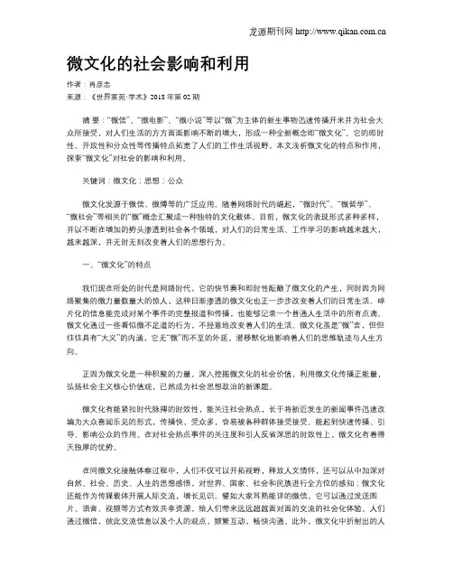 微文化的社会影响和利用
