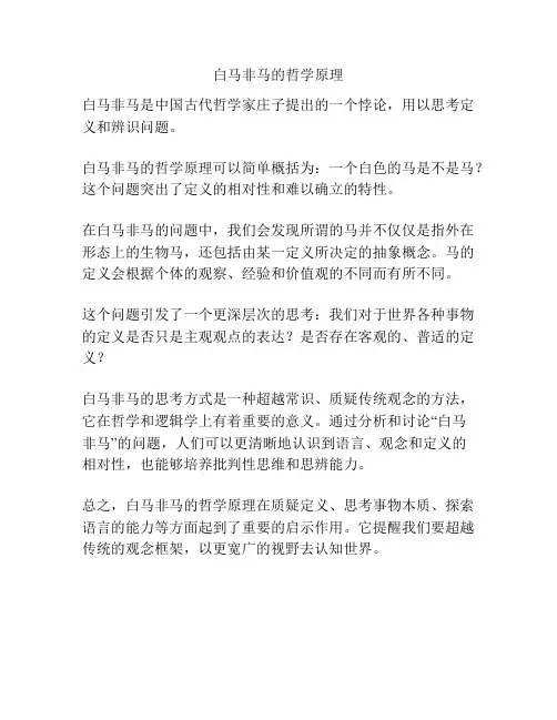 白马非马的哲学原理