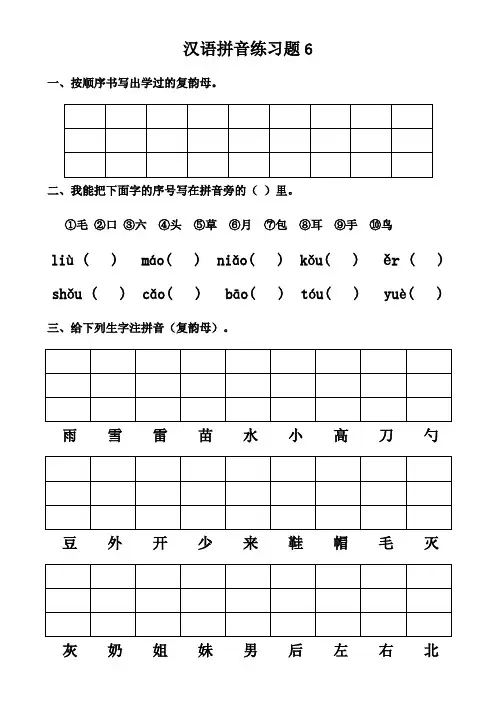 幼小衔接汉语拼音练习题