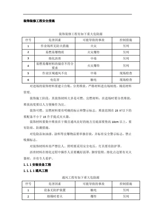 装饰装修工程安全措施