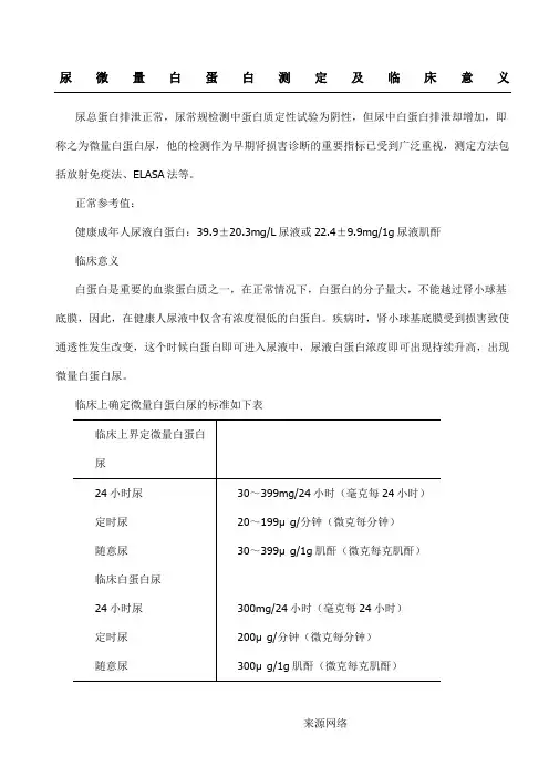尿微量白蛋白测定及临床意义